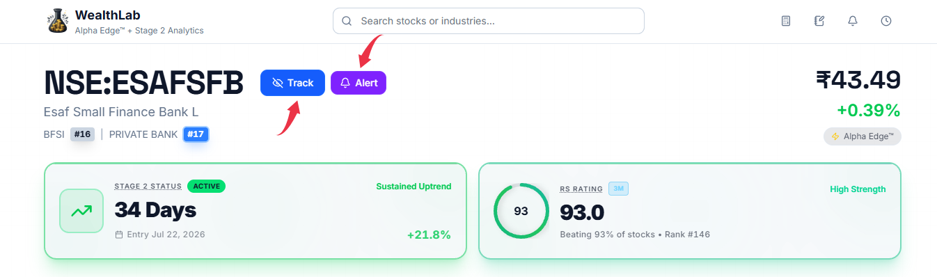 Track and Alert buttons, highlighted