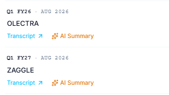 Earnings Updates entry showing the AI Summary link