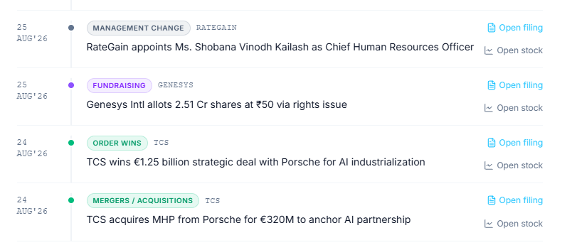 at least 2 different categories of announcements