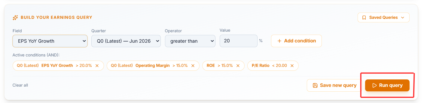 the run query button, highlighted