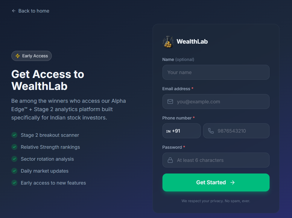 Sign-up screen
