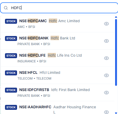 Stock search example