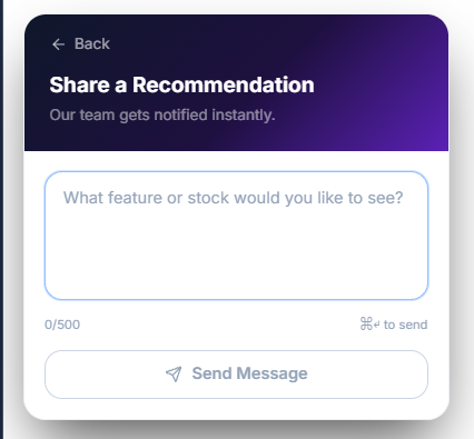 Share a Recommendation panel, with the message field and character counter