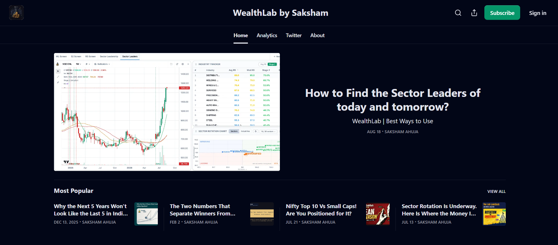 the Substack home page