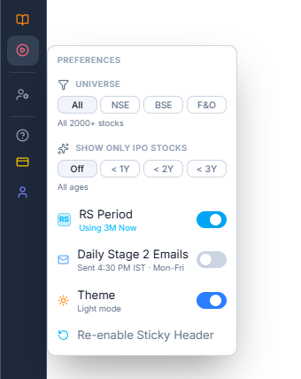 Preferences panel