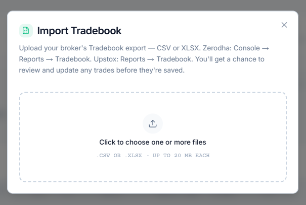 Import Tradebook file picker dialog