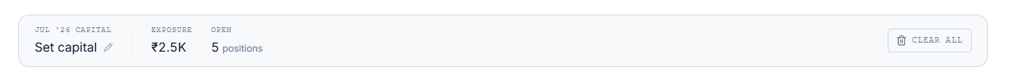Capital summary bar, showing the Capital field and pencil icon